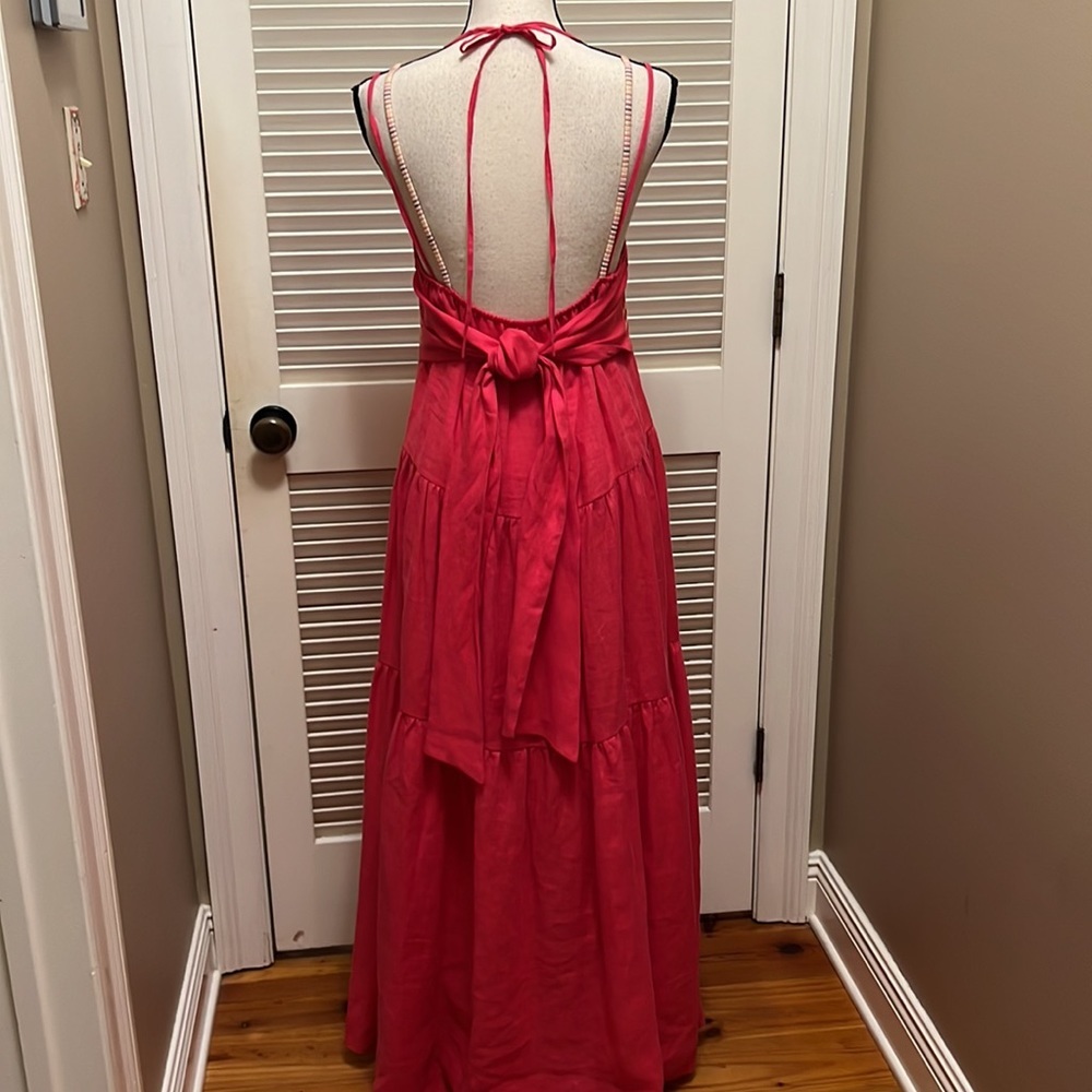 135. SFIZIO Linen Maxi Dress In Raspberry, Size Medium - Picture 11 of 17